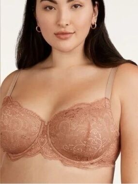 ThirdLove 24/7 Lace Balconette Bra tan nude 0792 neutral 32 A 1/2 half cup